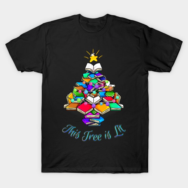 A Christmas Tree of Books That's Lit T-Shirt by numpdog